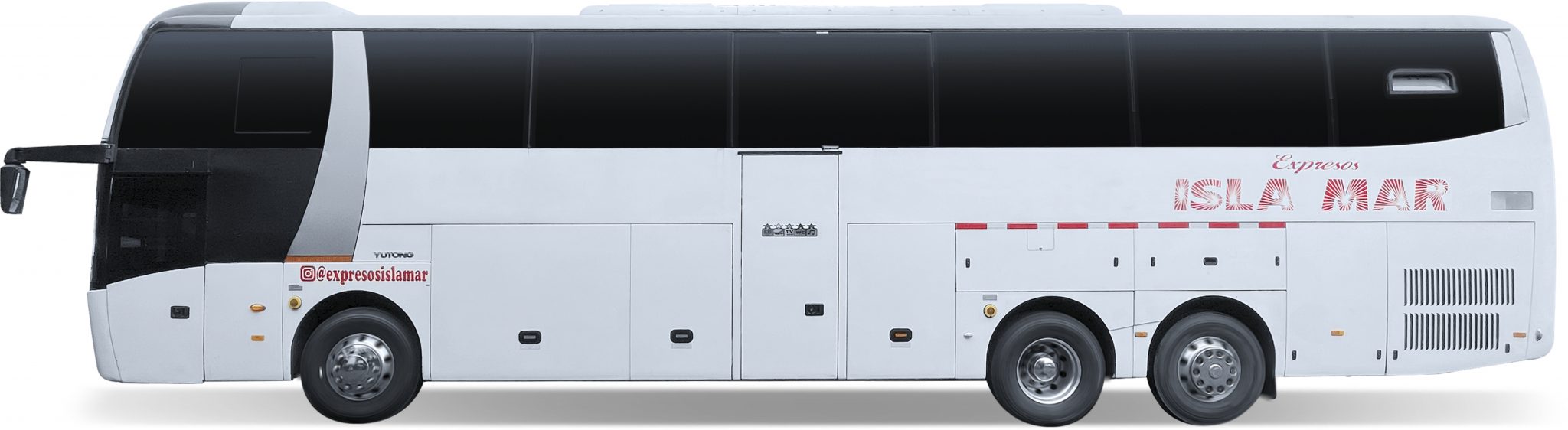 Autobús Yutong de Expresos Isla Mar, vista lateral completa